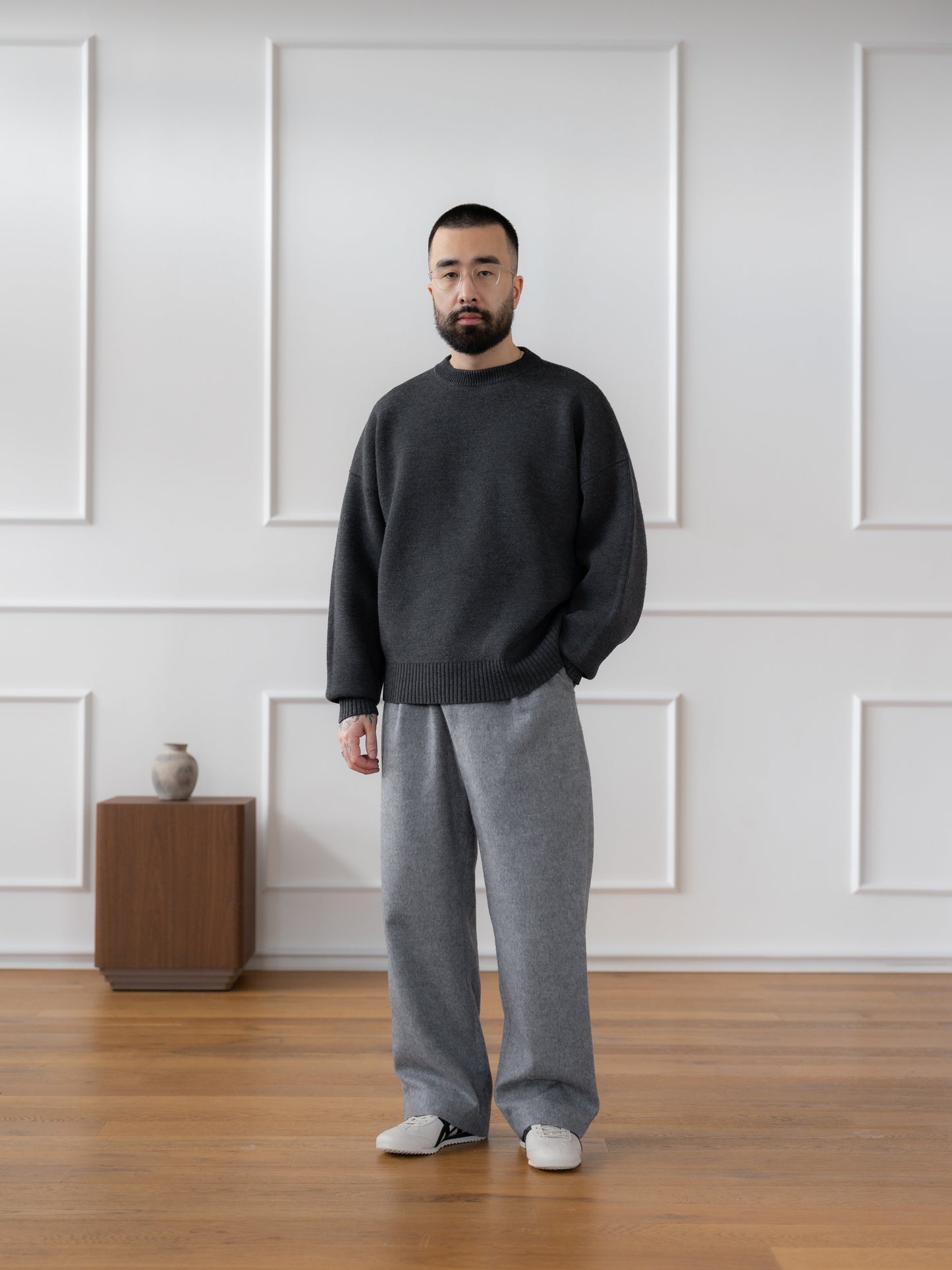 Wool-Cashmere Pleated Trousers