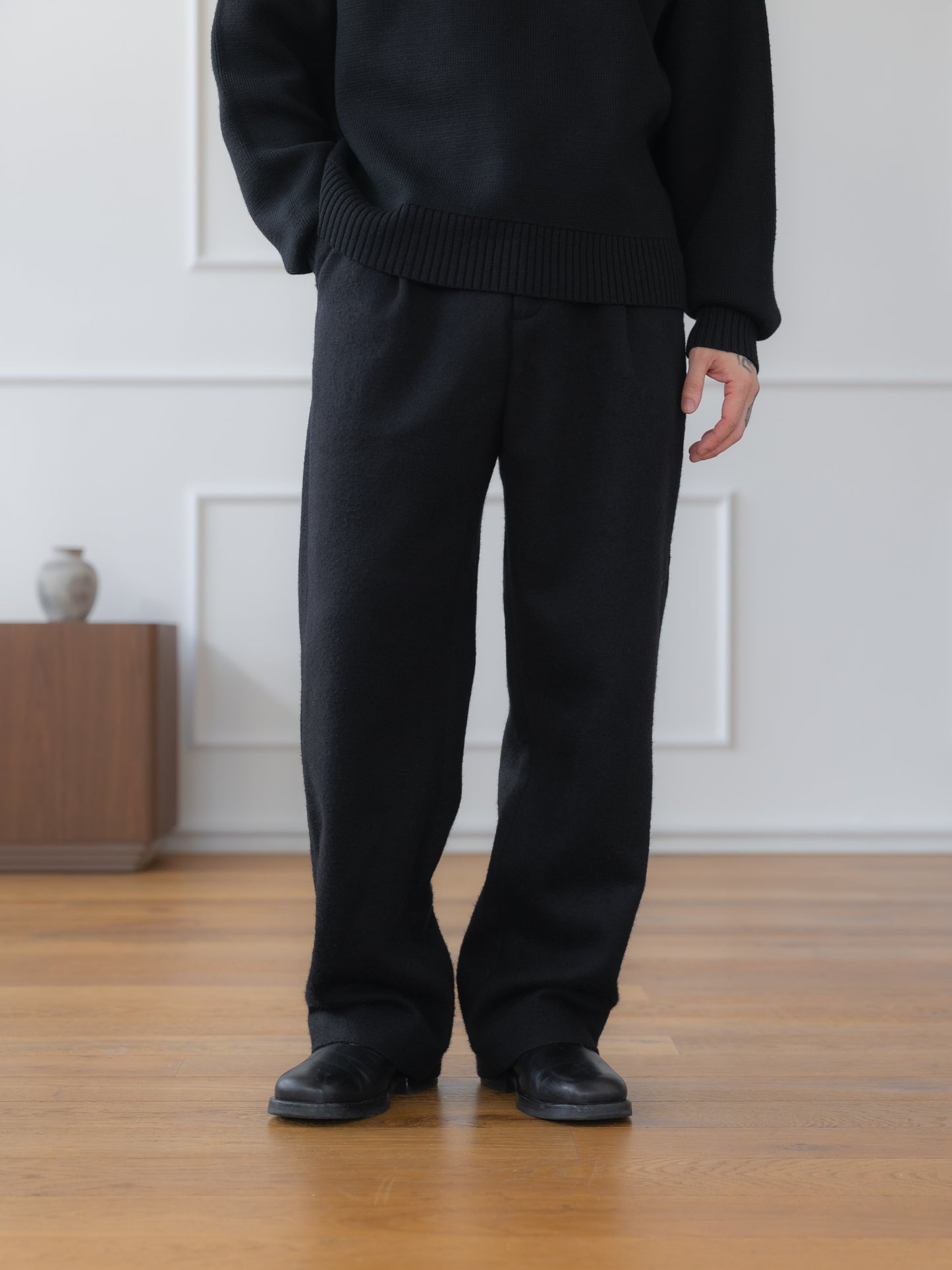 Wool-Cashmere Pleated Trousers